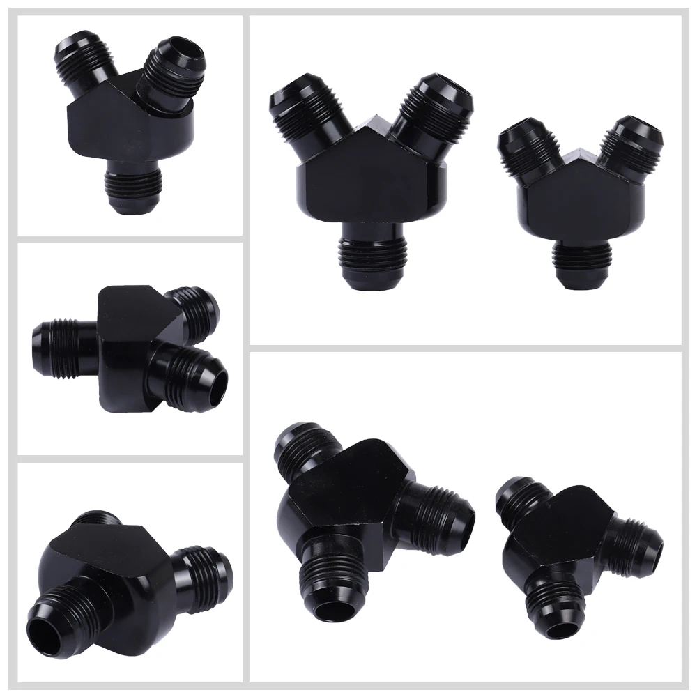 AN6 AN8 AN10 Блок адаптер фитинги Y-типа соединение маслопровода алюминий черный 6 8 10 AN
