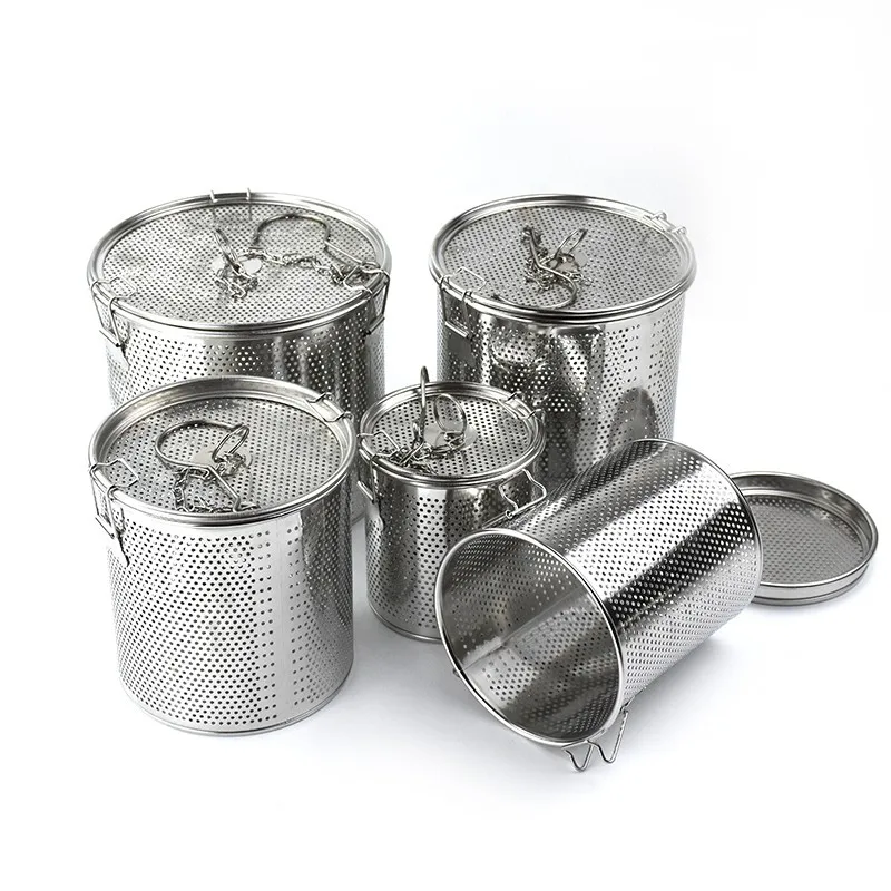 Stainless steel boiled stew seasoning bag brine basket brine basket soup filter large material bag bucket spice box