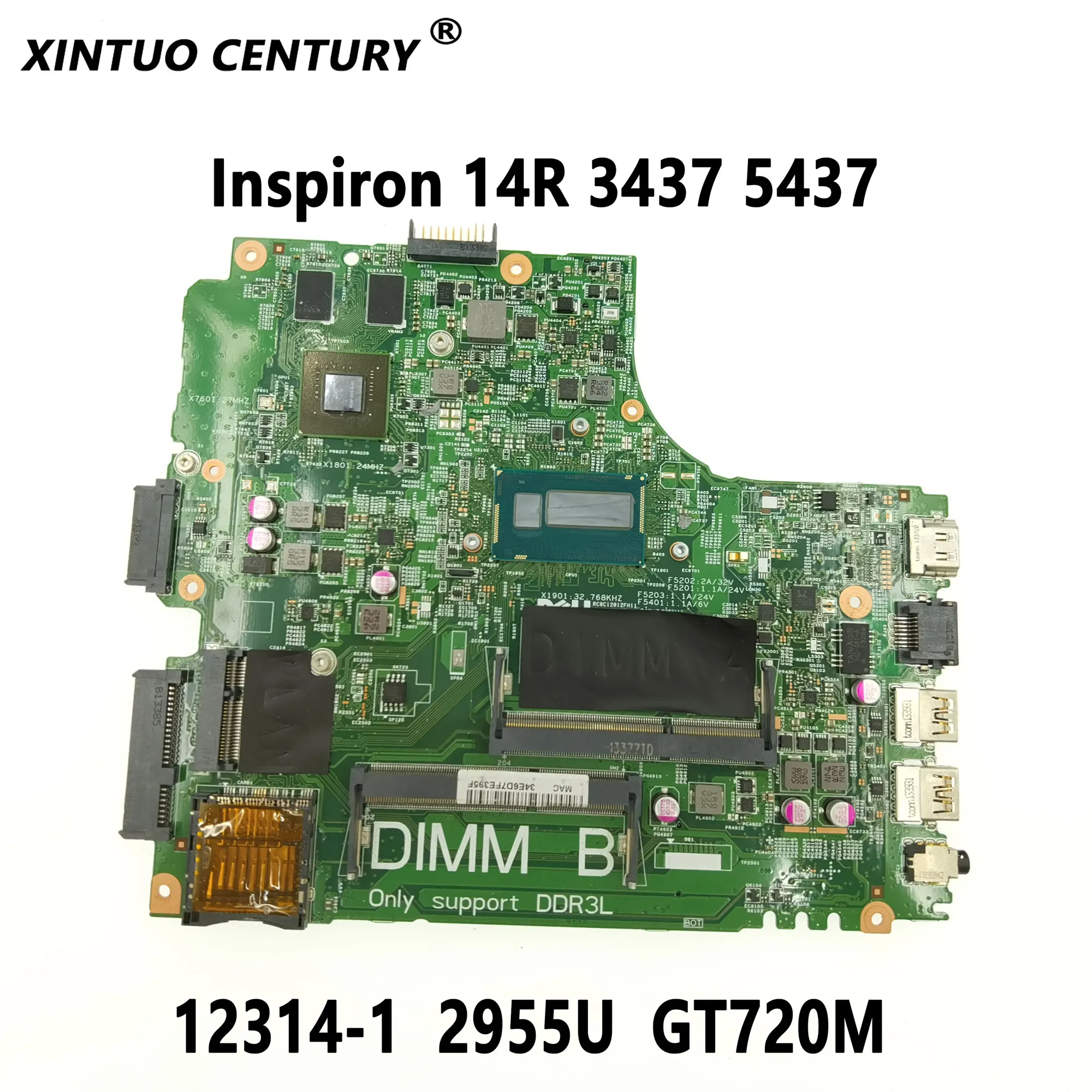 

CN-0Y5JJK 0Y5JJK Y5JJK PC Motherboard for Dell Inspiron 14R 3437 5437 Laptop Motherboard VF0MH 12314-1 2955U GT720M 100% Tested
