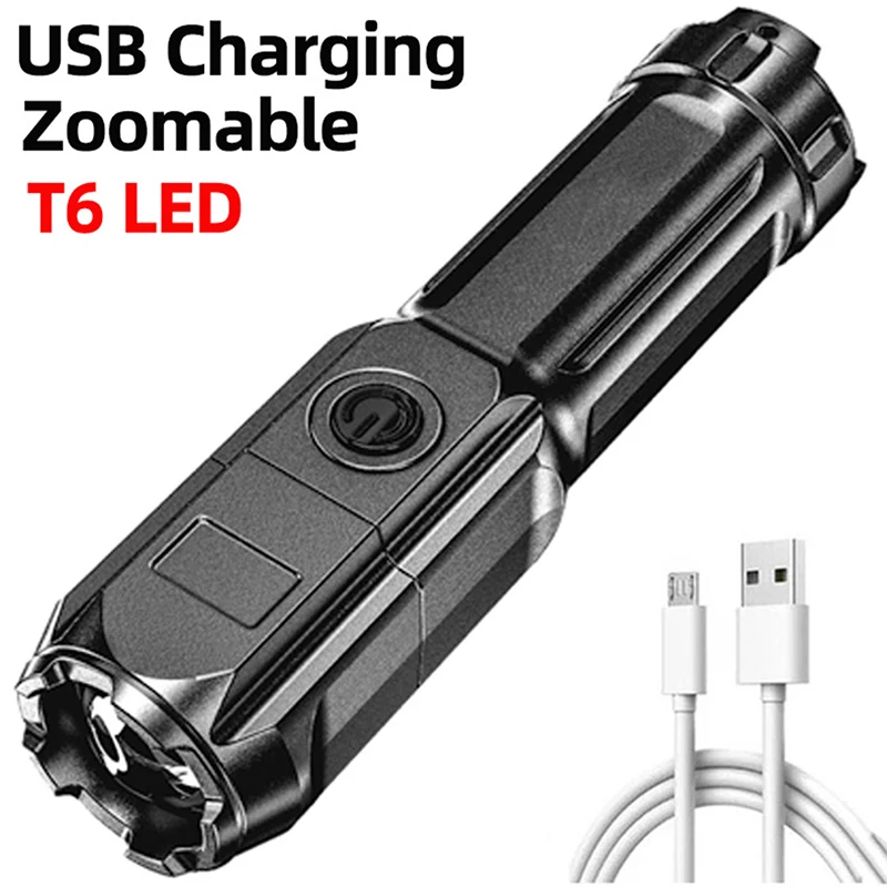 

Multi-Function Bright Flashlights ABS Strong Light Focusing Flash Light USB Charging Zoom Xenon Forces Outdoor Torch 3 Modes