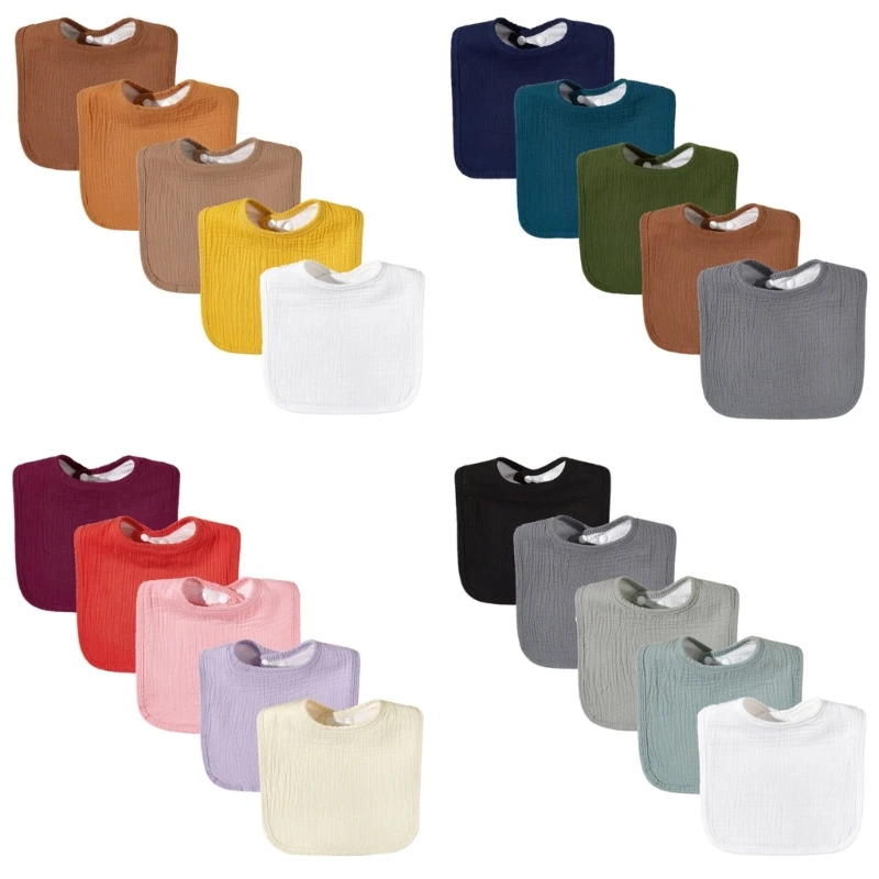 

57EE Baby Feeding Teething Bibs with Adjustable Snaps Burp Cloth Button Bibs for Baby
