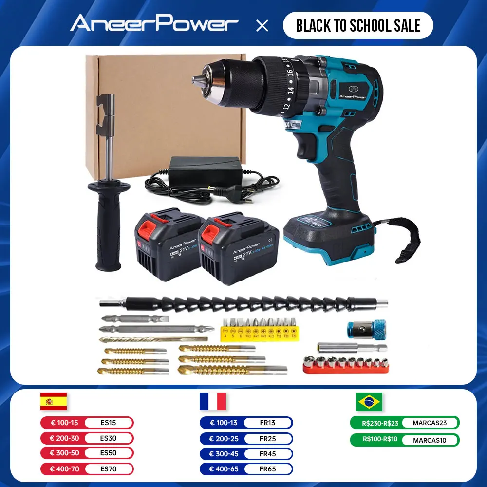 Аккумулятор для электродрели бесщеточный, 21 в, 6000 мАч, с фиксированным захватом