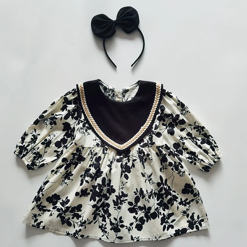 

European American Style Autumn Spring Sister Clothing Baby Girl Party Dress Long Sleeve Cotton Kids Princess Dresses Baby Romper