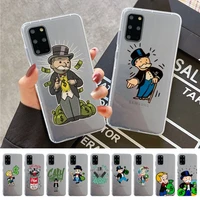 cartoon dollar monopolys phone case for samsung s20 s10 lite s21 plus for redmi note8 9pro for huawei p20 clear case