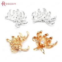 6pcs 20x21mm 24x18mm champagne gold color or silver color brass flower charms pendants jewelry making supplies accessories