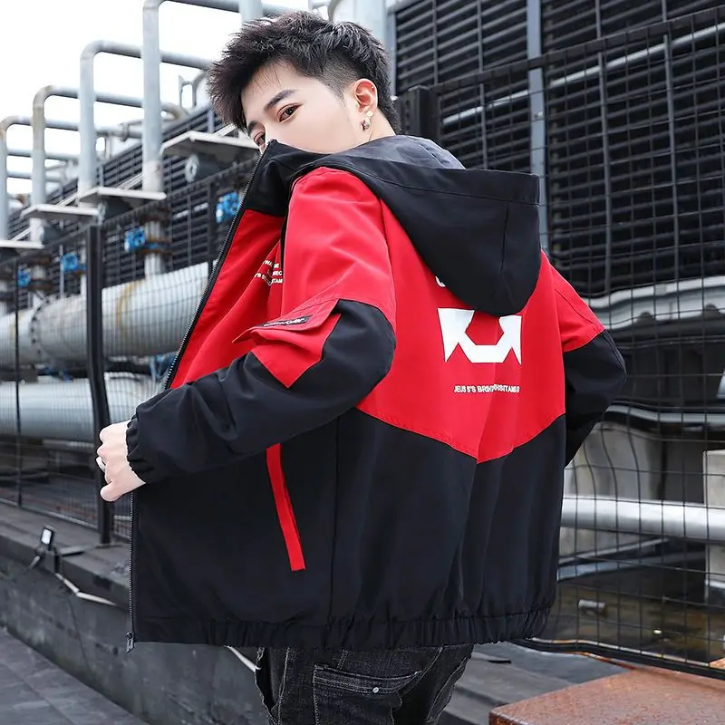 Fashion Hooded Solid Color Zipper Letter Pockets Shirts Men's Clothing 2022 Autumn New Oversized Casual Tops All-match Shirt