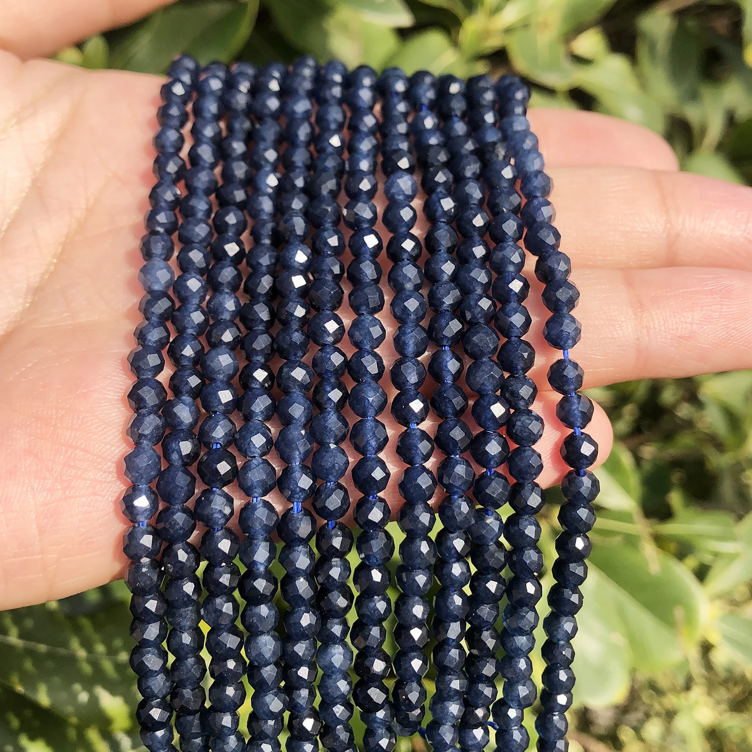 

AAA Natural Faceted Blue Sapphire Stone Beads Round Loose Spacer Bead for Jewelry Making DIY Bracelet Accessories 15'' 2 3 4mm