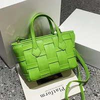 brand designer weave women shoulder trend luxury basket tote fashion small crossbody handbags and purses pu leather bag