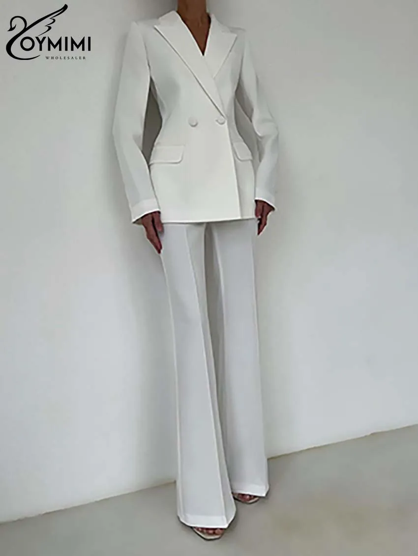 Oymimi модный белый комплект из двух предметов для женщин элегантные двубортные