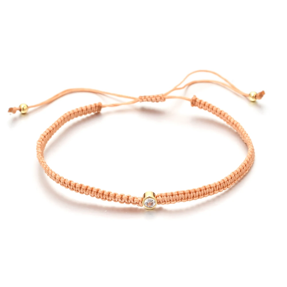 ZMZY милый геометрический цирконий CZ с одним камнем веревка красочный браслет для