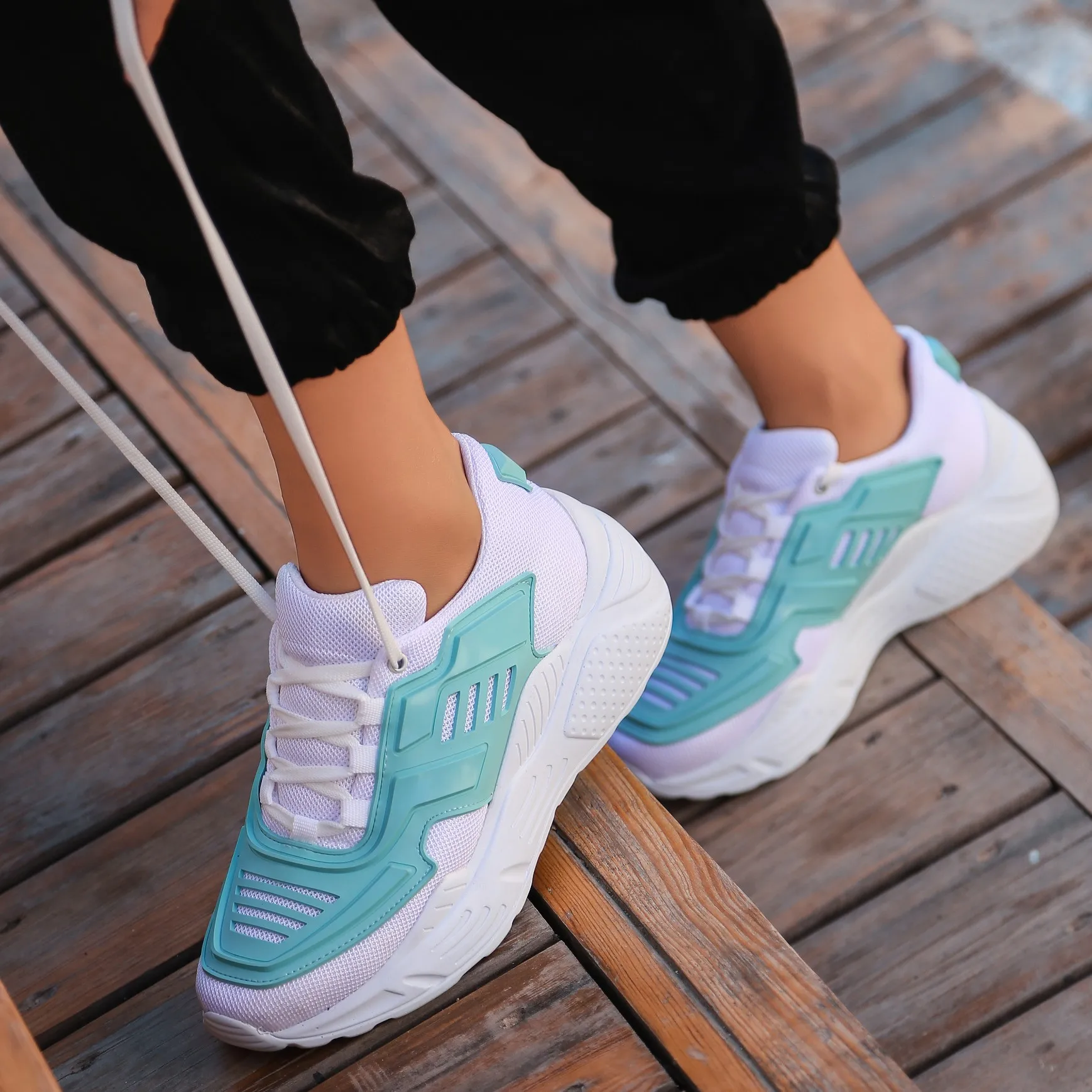

Maiy Mint Green Skin Fishnet Sports Shoes High Quality Elegant Design Style Fashion Casual Walking Lady Shoe