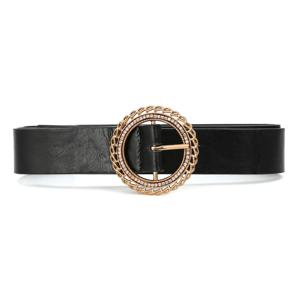 

Exaggerated Geometric Round Alloy Diamond Belt Vintage Cutout Metal Pin Buckle
