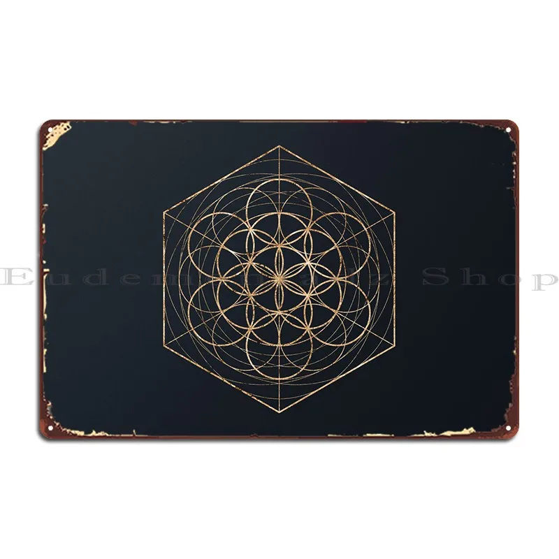 

Gold Glyphs Mandalas Runes Metal Sign Cinema Party Club Bar Printing Cinema Tin Sign Poster