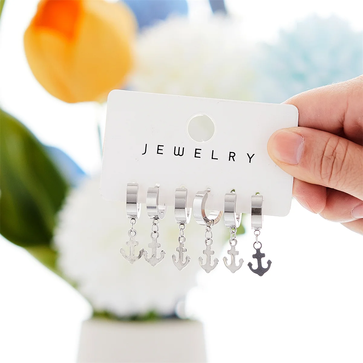 

6 шт., женские серьги-подвески из нержавеющей стали