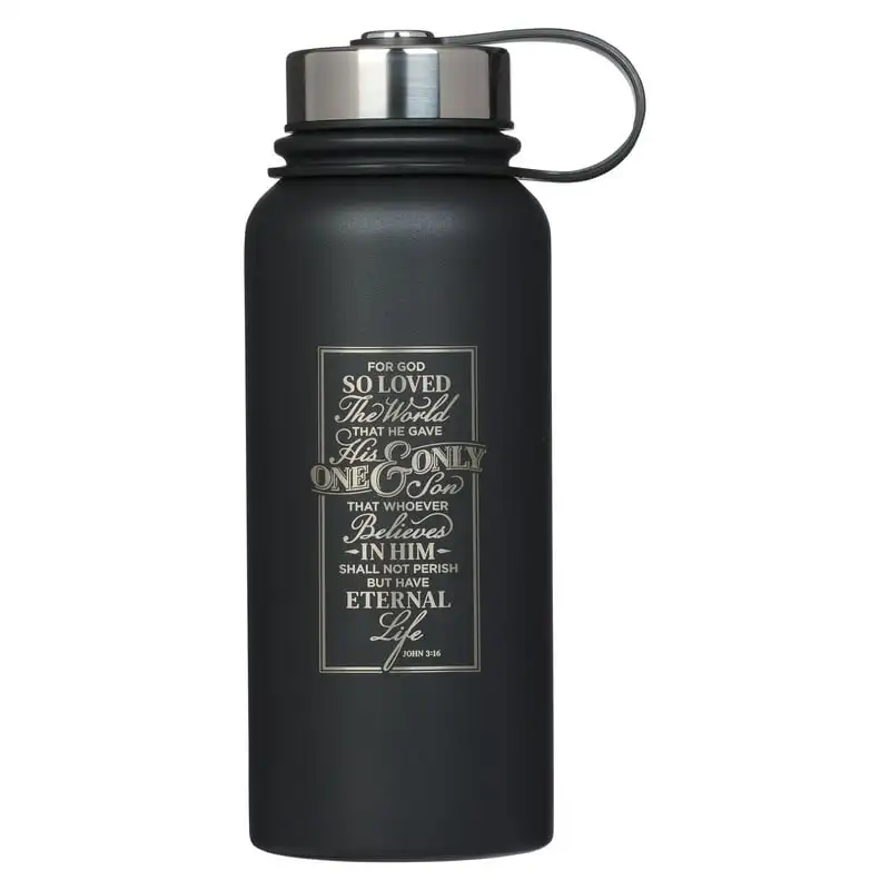 

Stainless Steel Double Wall Vacuum Sealed Insulated Water Bottle for Men & Women For God So Loved - John 3 16 Inspirational Bib