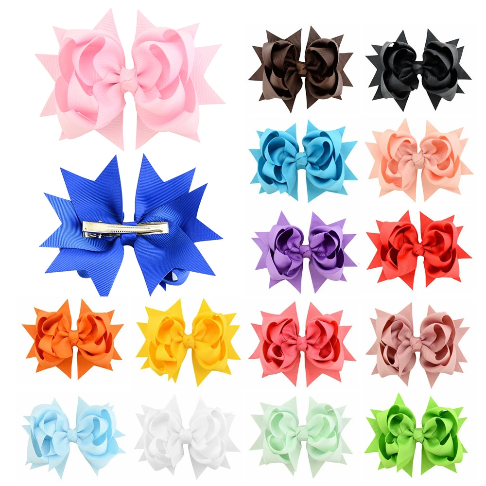 

Новинка, 1 шт., 3-слойный однотонный аксессуар для бантов, 4,7 дюймов, с зажимом, бутиковый аксессуар для волос с бантом