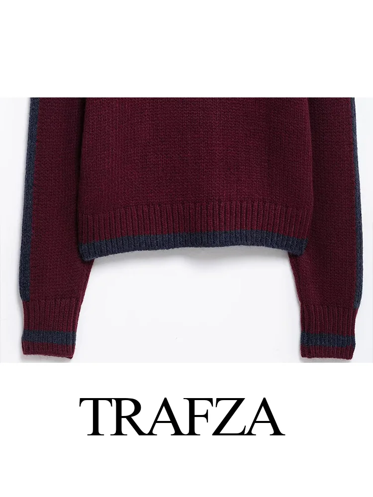 TRAFZA женский модный уличный стиль пуловер с отложным воротником свитер весенний