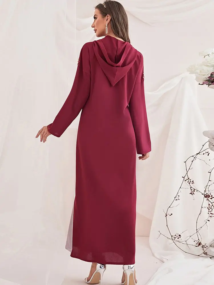 Ramadan Eid Mubarak Red Abaya Dubai Morocco Arabic Turkey Islam Muslim Hijab Modest Dress Kaftans For Women Robes Djellaba Femme