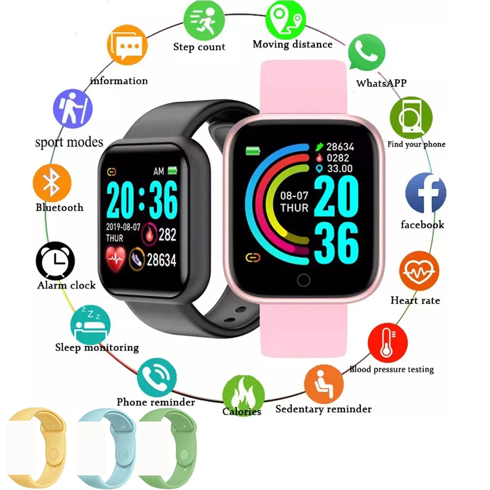 

D20/Y68 Smart Watch Women Men Kids Wristwatch Heart Rate Sports Smartwatches Electronic Clock Fitness Men Reloj Inteligente Gift