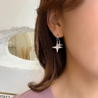 s925 silver needle korean fashion shining star pendant earrings women retro simple earrings summer new creative trend jewelry