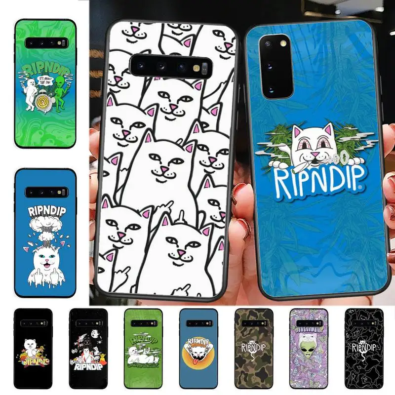 

Middle cute fingers cat-RIPNDIPS Phone Case for Samsung S10 21 20 9 8 plus lite S20 UlTRA 7edge