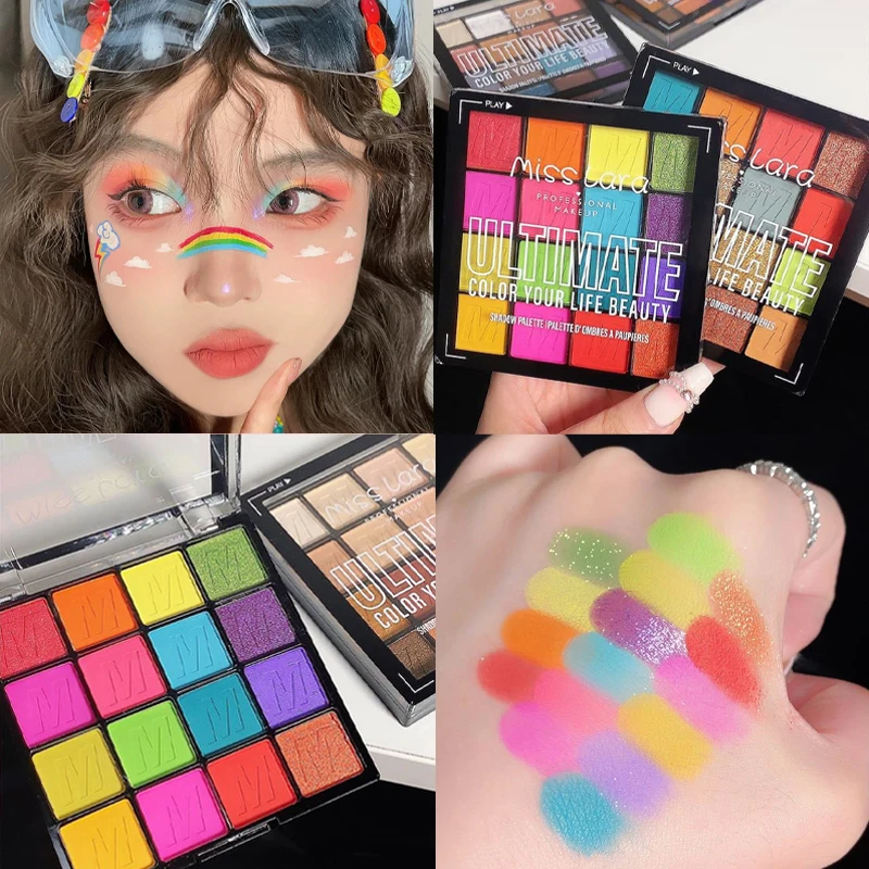Радужные Разноцветные Тени для век палитра макияж Пигмент перламутровые