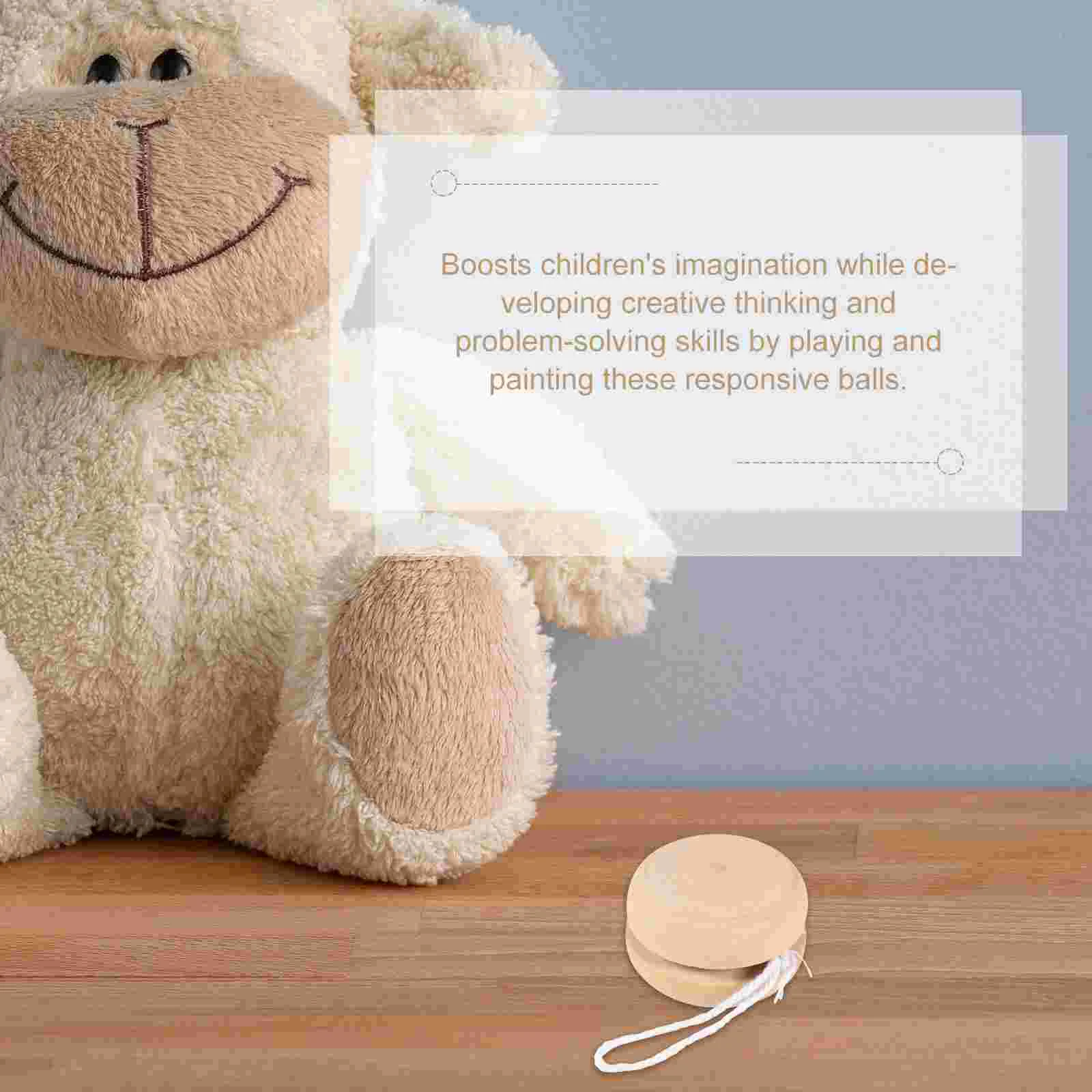 

10 Pcs Graffiti Yo-yo Unfinished Painting Responsive Ball Wood Toys Kids Gift Wooden Animal