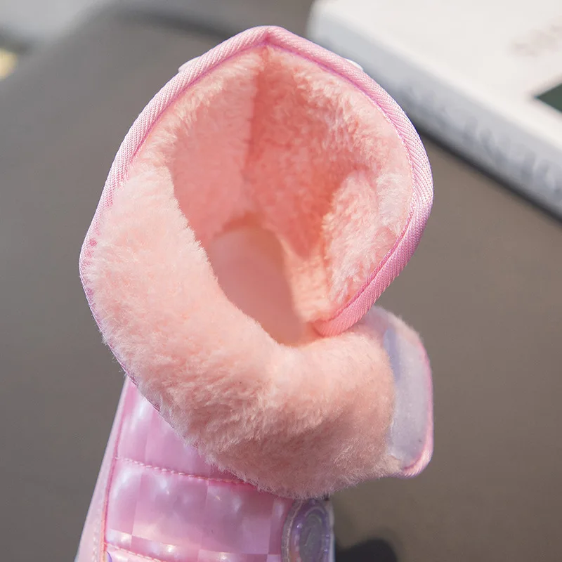 Ботинки детские зимние розовые/фиолетовые с хлопковой подкладкой и мехом размер