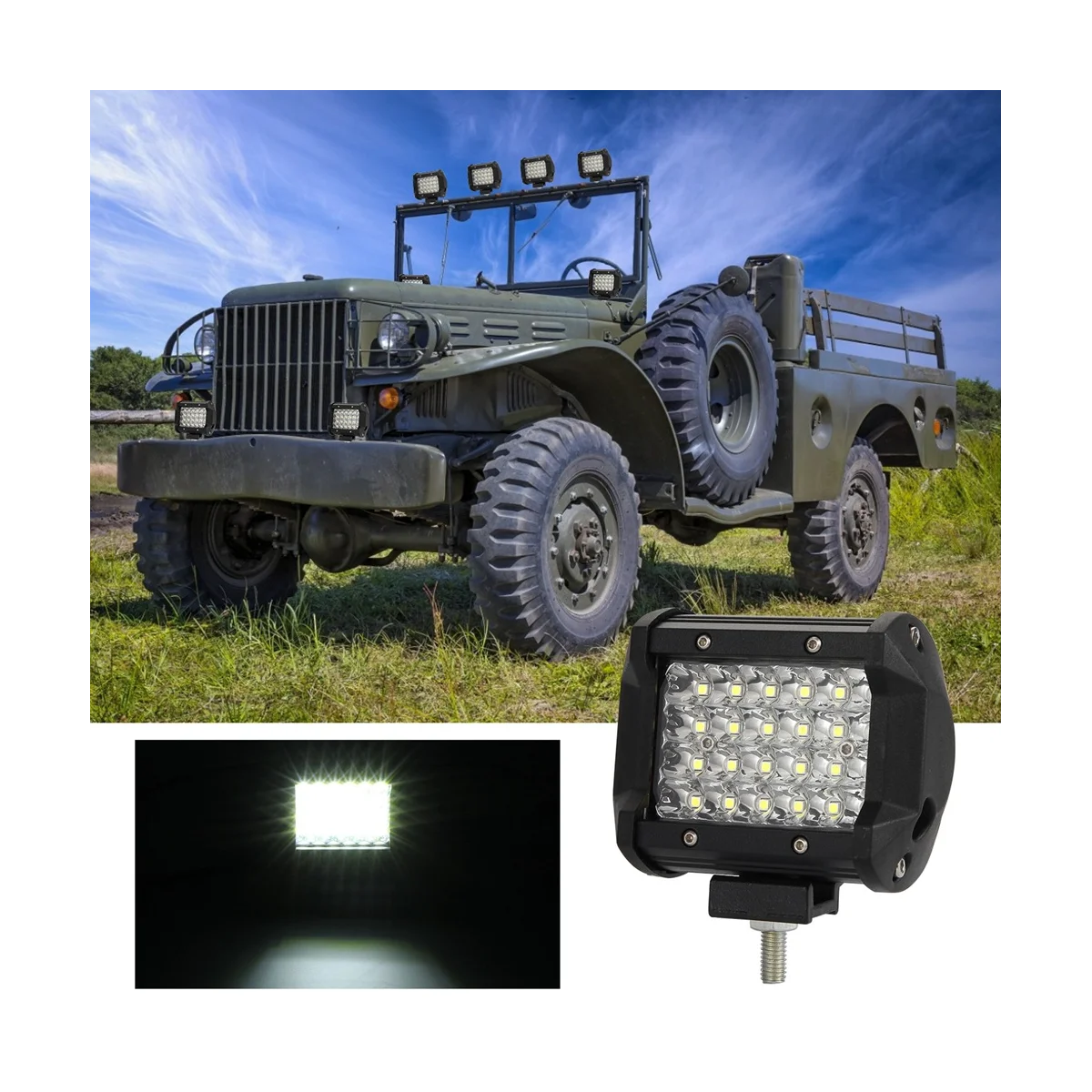 4 Inch Headlight LED Work Light Bar for Truck Pickup 4WD Off Road ATV SUV Auto UTV Accessories (2 Pack)