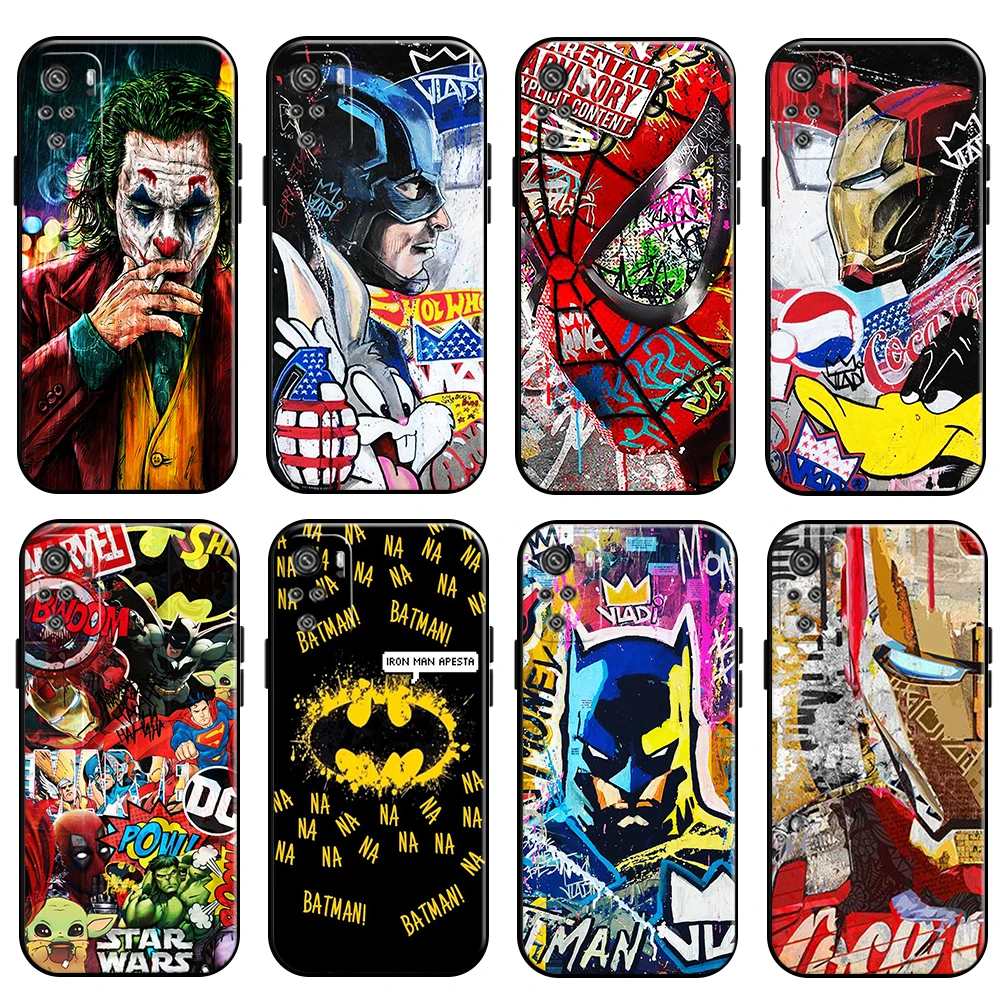

Marvel Street Graffiti Phone Case For Xiaomi Redmi Note 10 10S 10T Pro 5G Soft Liquid Silicon Back Coque Carcasa Funda