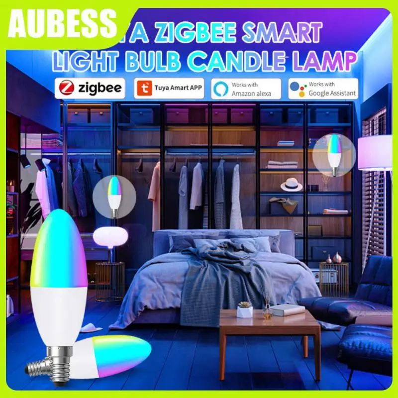 

Умная лампа с регулируемой яркостью, 5 Вт, светодиодная лампа Zigbee E14 для Alexa, Google Home, Яндекс. Alice, Rgbcw, умный дом Zigbee, умная лампа