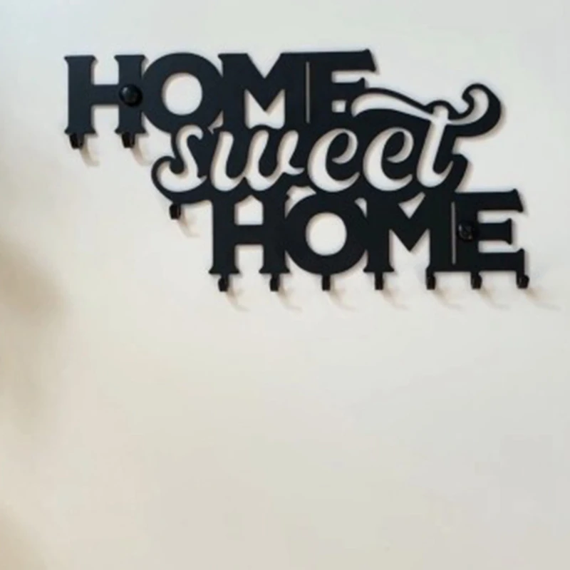 Стеллаж с крючком для ключей из черного металла подвесная стойка домашнего