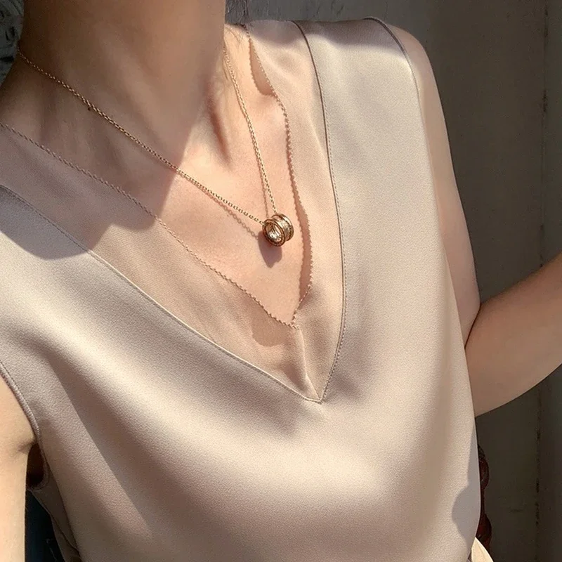 Топ женский Шелковый на бретельках пикантная майка с V-образным вырезом и