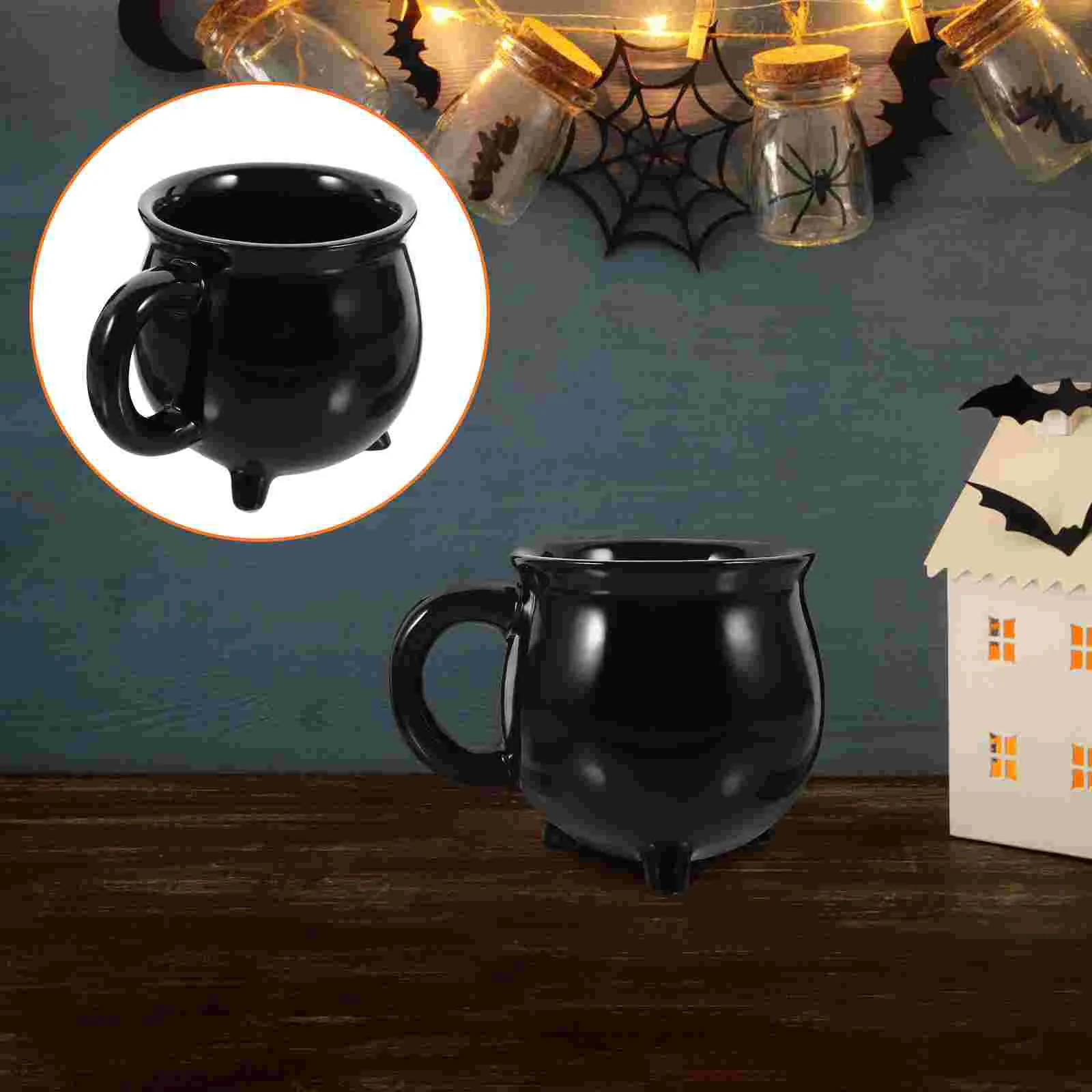 

Black Home Decor Ceramic Cup Coffee Halloween Drinks Drinking Cauldron Witch Serving Decorative