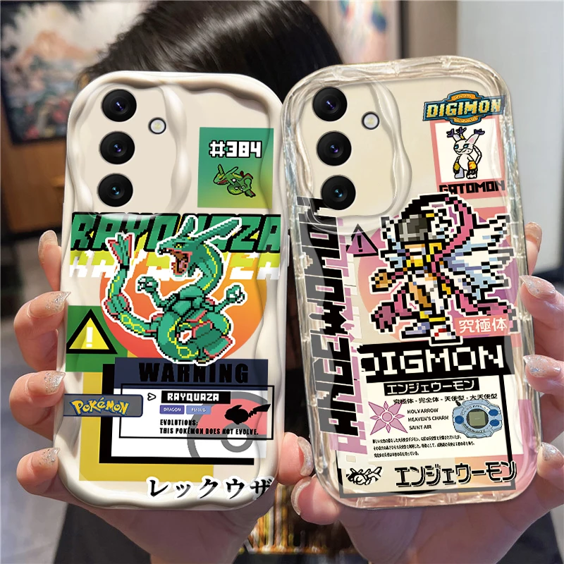 Мультяшный R-Rayquazas M-Mewtwos для Samsung A55 A54 A53 A52 A35 A34 A33 A32 A25 A24 A23 A22 A21S A15 A13 A14 5G Wave Oil Back