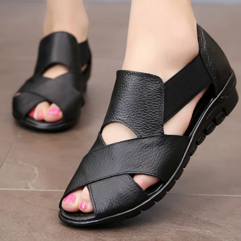 

2022 New Large size 35-42 Ladies wedge sandals Shallow Non-slip Fashion Summer shoes women Soft Hard-wearing Sandals female