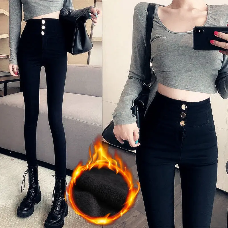 

2023 Women Autumn Winter Pencil Pants High Waist Slim Pants Women High Elastic Skinny Pants Casual Stretchy Women Trousers L03