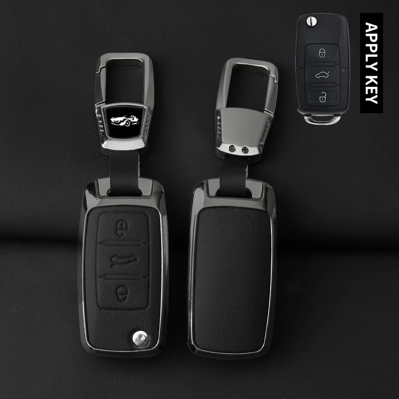 

Металлический кожаный чехол для ключей автомобиля для VW Volkswagen Polo Tiguan Passat B5 B6 B7 Golf 4 5 6 MK6 Jetta Lavida Skoda Octavia Seat