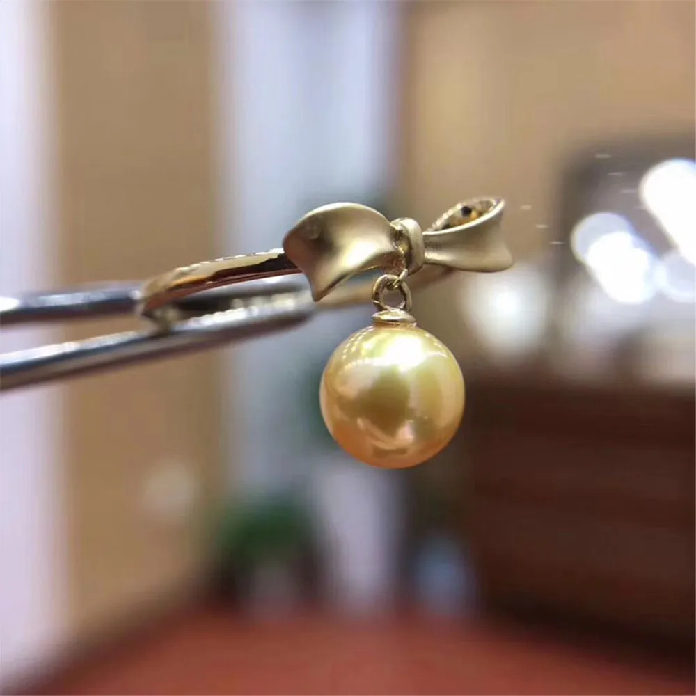 

Жемчужные аксессуары DIY S925 Стерлинговое серебряное кольцо пустой держатель лук модное кольцо пустой держатель 7-9 мм круглые бусины без жемч...