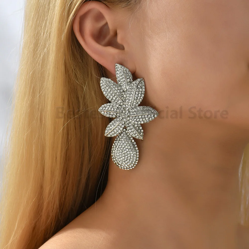 Модные геометрические металлические полностью хрустальные Висячие серьги для