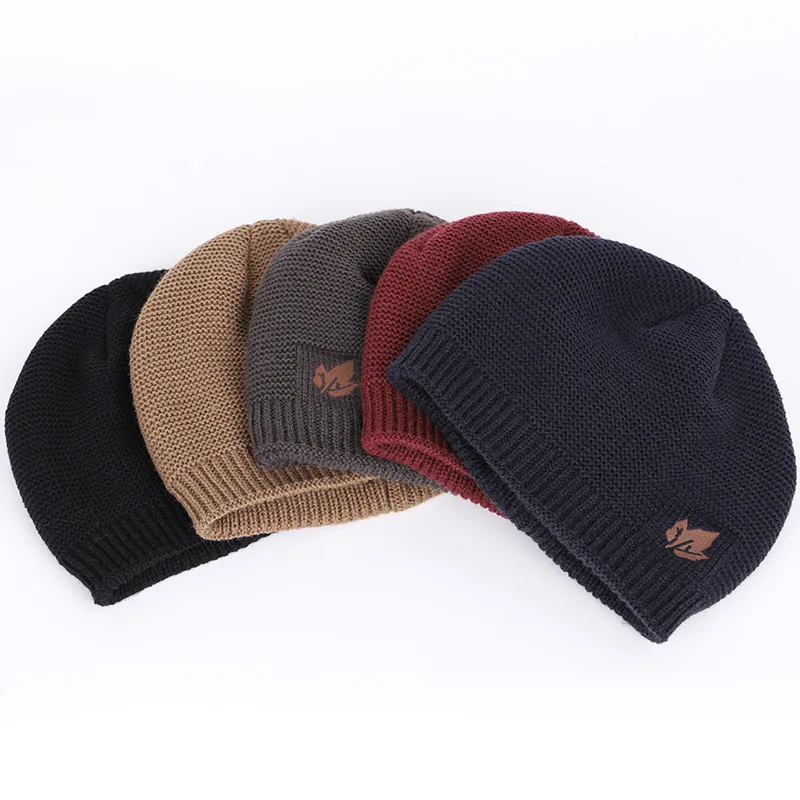 

New winter knit hats men's and women's outdoor warm thickening plus velvet loose winter caps brand winter ski male bone