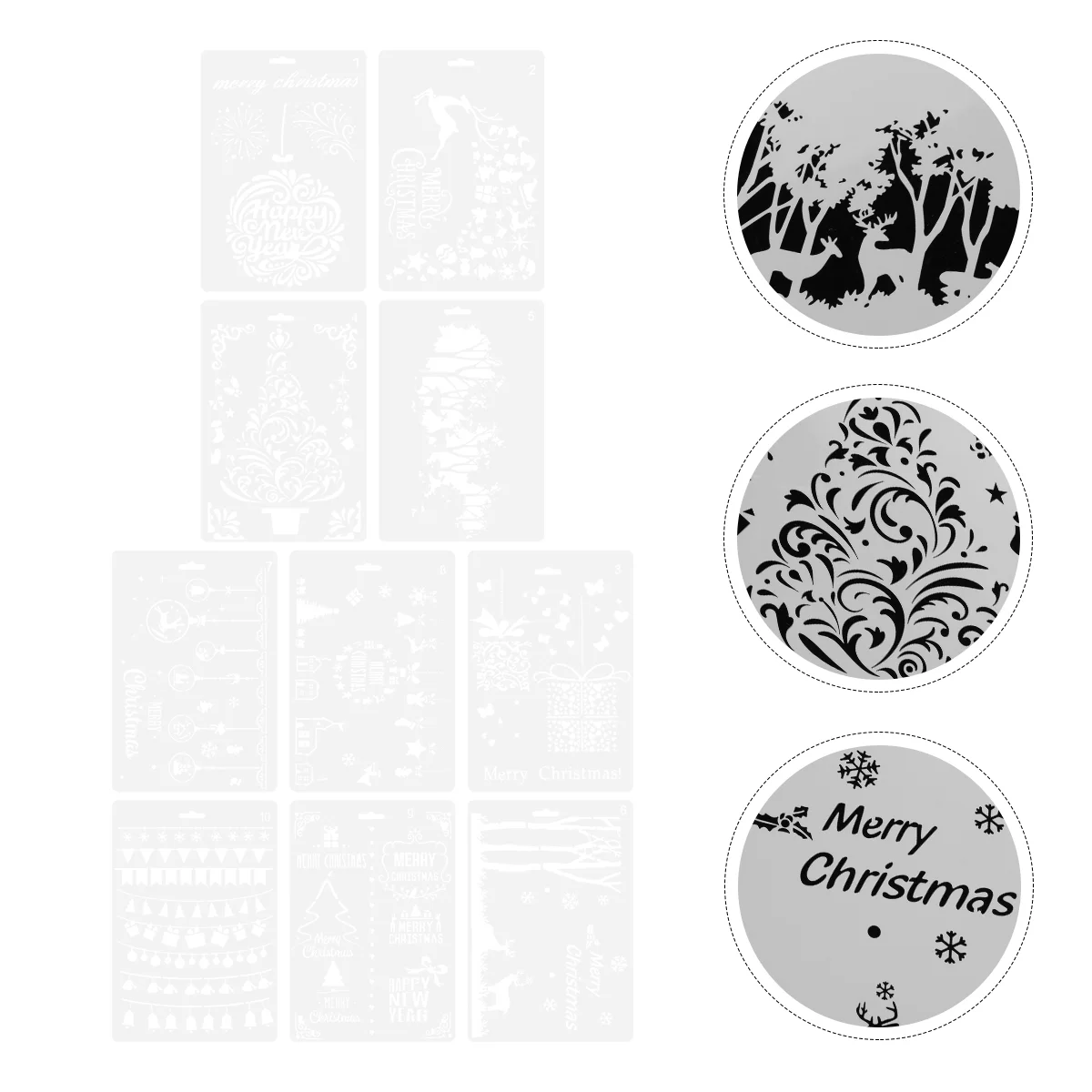 

10pcs Hollow-out Elk Reusable Painting Template for School Projects
