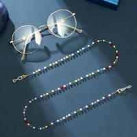 simple pearl crystal flower charm glasses chain for ladies love beaded mask chain holder neck strap windproof sunglasses lanyard