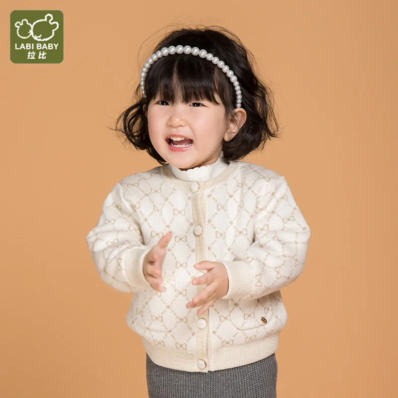 Роскошный Вязаный Кардиган Для Маленьких Девочек Детский Свитер LABI Пальто Trikeatage