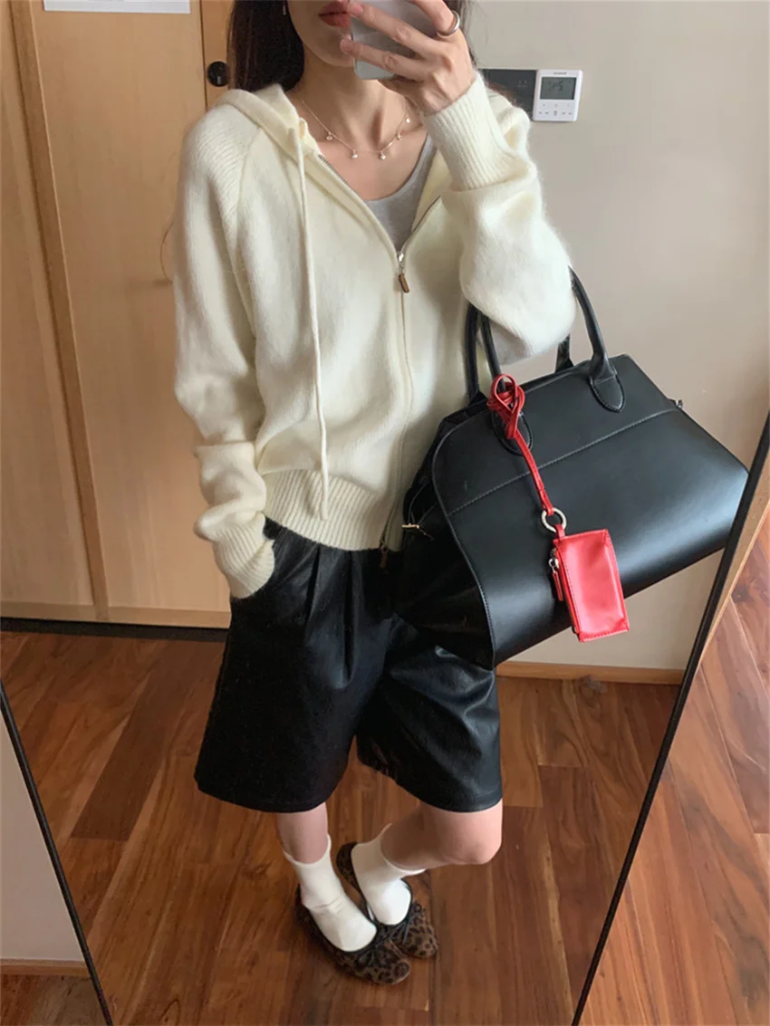 Мягкие свитера с капюшоном в стиле ретро Alien Kitty женские трикотажные изделия