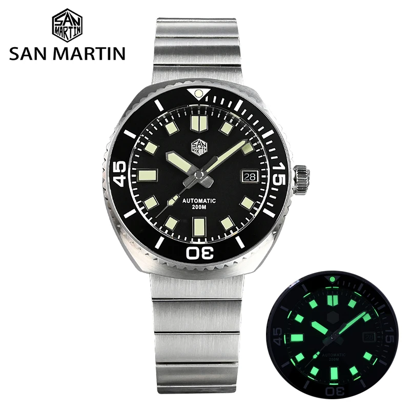 

San Martin Men's watch Sapphire Crystal 316L Stainless Steel NH35A Automatic Mechanical Men's watch Abalone 20Bar Dive Watch