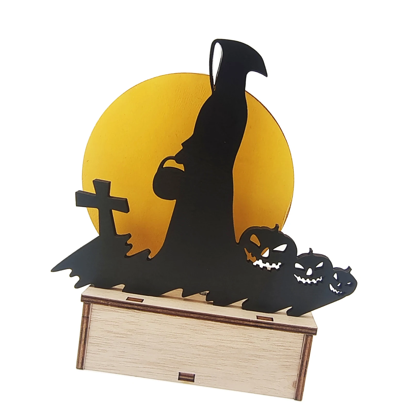 

LED Hollow Wooden Light Wooden Craft Lighting Halloween Night Light Night Light For Home Halloween Ornaments Vintage Table Decor