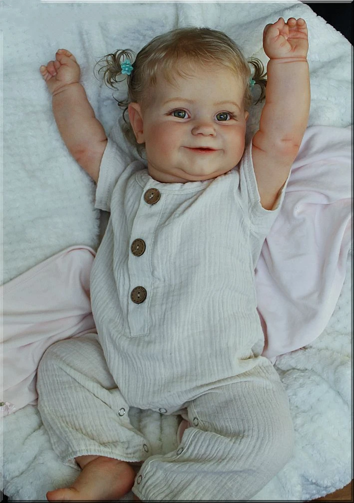 60CM Huge Size Maddie Baby Finished Reborn Doll Toddler Real Soft Touch with Hand-Rooted Blond High Quality Collectible Art Doll