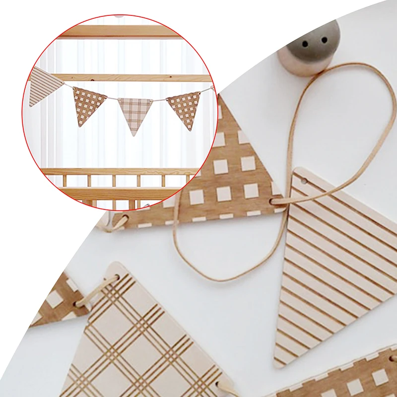Деревянный треугольный флаг баннер на день рождения настенная висячая гирлянда