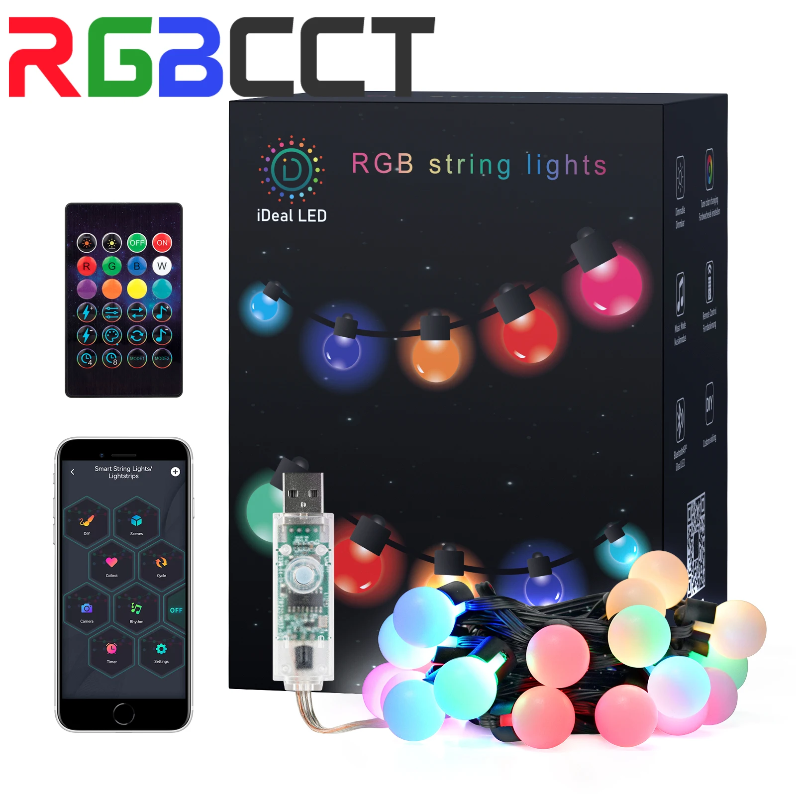 5 м 25 лампочек Садовые фонари Строка Bluetooth Музыкальное приложение Пульт